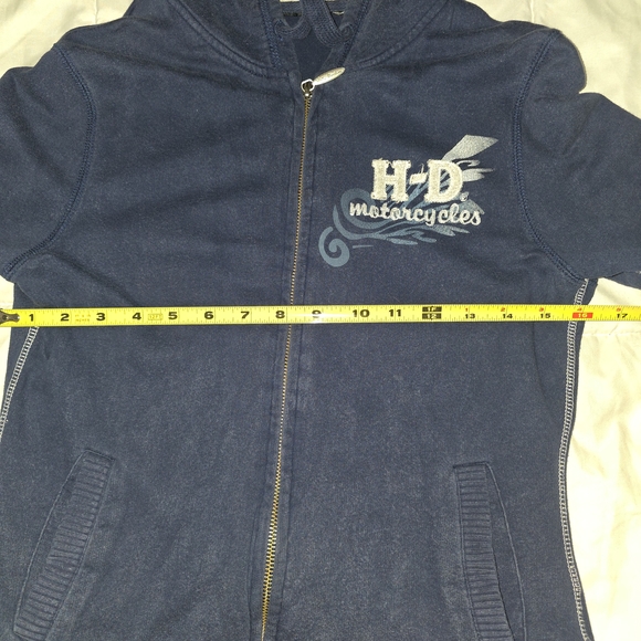 Navy Zip-Up Hoodie with Hood and Front Pockets - Picture 5 of 7